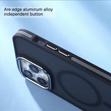 Luxury Magnetic Frosted Translucent Case With Metal Lens Frame For iPhone 15 14 13 12 series