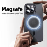 Luxury Magnetic Glass Lens Protection Stand Holder Matte Case For iPhone 15 14 13 12 series