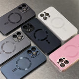 Wireless Charge Shookproof Matte Hard Case With Lens Protection for iPhone 15 14 13 12 series