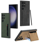 Luxury Plain PU Leather Magnetic Bracket Card Holder Wallet Case for Samsung Galaxy S24 series