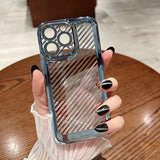 Luxury Carbon Fiber Texture Transparent Soft Silicone Case For iPhone 14 13 12 series