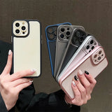 Luxury Plating Contrasting Color Camera Protection Soft Shockroof Case For iPhone 15 14 13 12 series