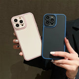 Luxury Plating Contrasting Color Camera Protection Soft Shockroof Case For iPhone 15 14 13 12 series