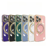 Luxury Plating Magsafe Bracket Magnetic Charge Ring Holder Case For iPhone 15 14 13 12 series