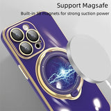 Luxury Plating Magsafe Bracket Magnetic Charge Ring Holder Case For iPhone 15 14 13 12 series