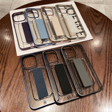 Luxury Plating Transparent Contractive Wrist Strap Case for iPhone 14 13 12 series