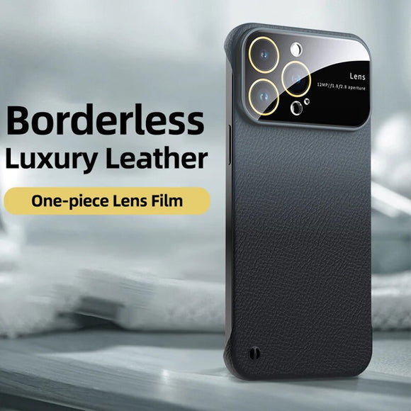 Luxury Borderless Shockproof Color Gradient PU Leather Lens Protection Case For iPhone 15 14 13 12 Series