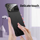 Luxury Shockproof PU Leather One-piece Lens Film Case For iPhone 15 14 13 12 Series