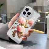 Luxury Shockproof Rose Flower Painting Soft Clear Case For iPhone 14 13 12 series