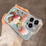 Luxury Shockproof Rose Flower Painting Soft Clear Case For iPhone 14 13 12 series