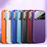 Luxury Solid Color Temper Glass Camera Protection Slim Matte Case For iPhone 14 13 12 series