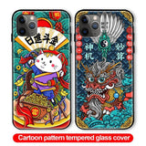 Luxury Tempered Glass Cover Chinese Style Shockproof Lucky Fashion Mascot Frameless 3D Relief Case For iPhone 11 Pro Max