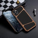 Luxury Woodern Matte Carbon Fiber Leather Heavy Duty Protection Case Cover For iPhone 11 Pro X Xr Xs Max