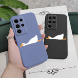 Lazy Sleeping Geese Cute Fun Pattern Liquid Silicone Case For Samsung Galaxy S23 S22 S21 series