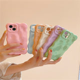 Macarons Wave Bubble Electroplated Solid Color Case For iPhone 14 13 12 series