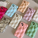 Macarons Wave Bubble Electroplated Solid Color Case For iPhone 14 13 12 series