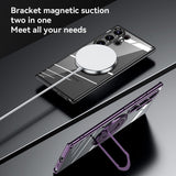 Magnetic Magsafe Hidden Stand Plating Slim Clear Hard PC Case For Samsung Galaxy S23 Ultra Plus