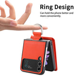 Magnetic Ring Holder Kickstand Vertical Leather Wallet Cards Solt Case for Samsung Galaxy Z Flip 4 3