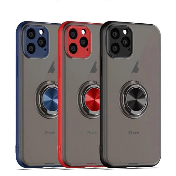 Magnetic Ring Holder Silicone Bumper Transparent Matte Cases For iPhone 11 Series
