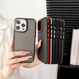 Color Frame Lens Protection Shockproof Frosted Matte Case For iPhone 15 14 13 12 series