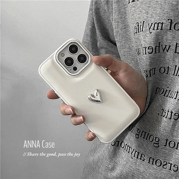 Lovely Heart Pattern Matte Soft Case For iPhone 15 14 13 12 series
