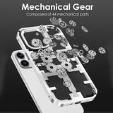 Mechanical Gear Luxury Alloy Metal Frame Frosted Shockproof Anti-Fingerprint Case For iPhone 14 13 12 series