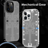 Mechanical Gear Luxury Alloy Metal Frame Frosted Shockproof Anti-Fingerprint Case For iPhone 14 13 12 series