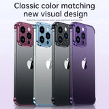 Metal Corner Pads Case With Camera Lens Protector For iPhone 15 14 13 12 series