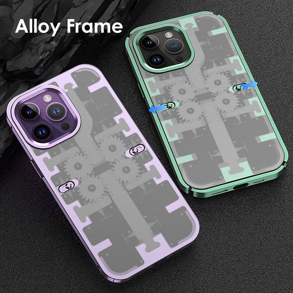 Luxury Mechanical Gear Metal Frame Case For iPhone 14 13 12 series