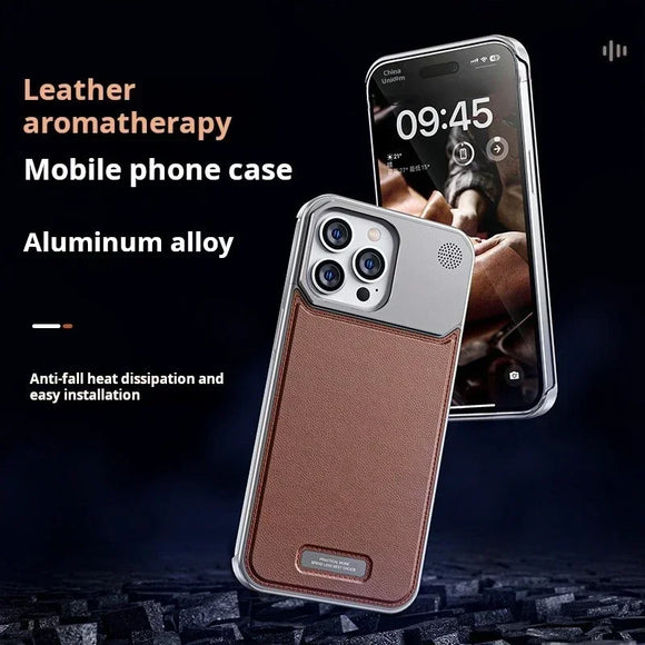 Metal Leather Frameless Aromatherapy Magsafe Magnetic Case For iPhone 15 14 13 series