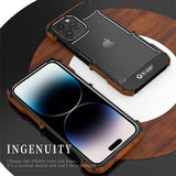 Metal Iron Wood Border Case For iPhone 14 13 12 series