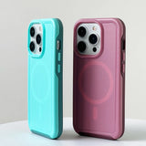 Military Anti-Fall Magsafe Wireless Charging Candy Color Frosted Case For iPhone 15 14 13 12 series