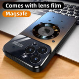 Matte Glass Lens Full Protection Magnetic Magsafe Case For iPhone 15 14 13 12 series