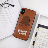 Embroidery We Bare Bears Card Pocket Case For iPhone X XS Max RX