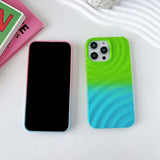Dual Color Gradient Water Ripple Matte Case For iPhone 14 13 12 series