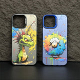 Graffiti Painted Cartoon Animal Soft Silicone Case for iPhone 14 13 12 series