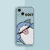 Funny Boss Cute Shark Case For iPhone 14 13 12 series