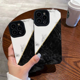 Black & White Marbling TPU Silicone Shockproof Case For iPhone 14 13 12 series