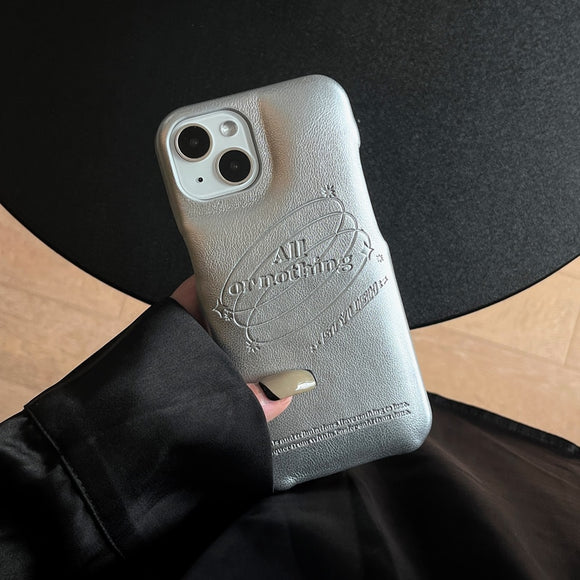 Silver Leather Bubble Case for iPhone 14 13 12 series