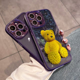 Durian Bear Diamond Lens Protection Case For iPhone 14 13 12 series