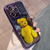 Durian Bear Diamond Lens Protection Case For iPhone 14 13 12 series