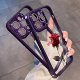 Smoking Rose Diamond Lens Protection Case For iPhone 14 13 12 series