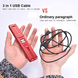 Mini USB Charger Cable 3 in 1 For iPhone XS Max X Samsung Galaxy S9 Note 9 Xiaomi Huawei