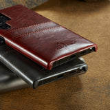 Card Slot Wallet Oil Wax Leather Case For Samsung Galaxy S23 S22 Ultra Plus