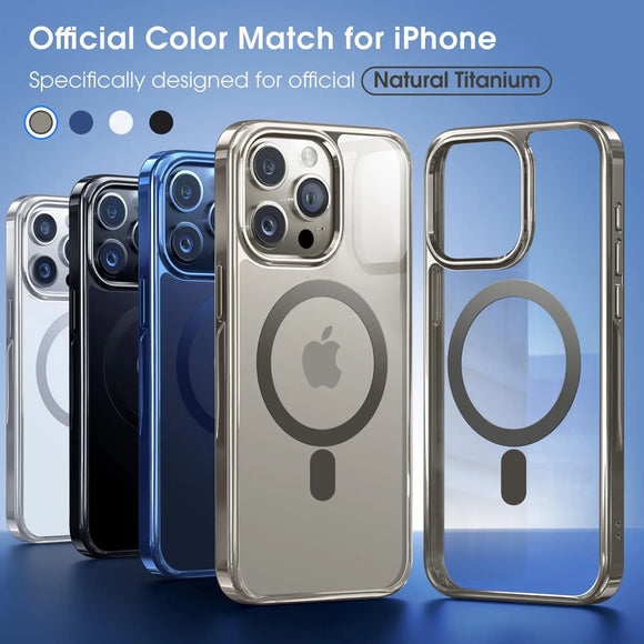Matte Glossy Color Magnetic Wireless Magnet RingTransparent Armor Hard Case for iPhone 15 14 13 series