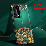 PU Leather 3D Relief Shockproof Case for Huawei SmartPhone