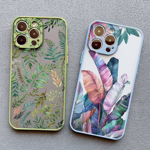Palm Tree Leaves Plant Flower Shockproof Case for iPhone 14 13 12 series