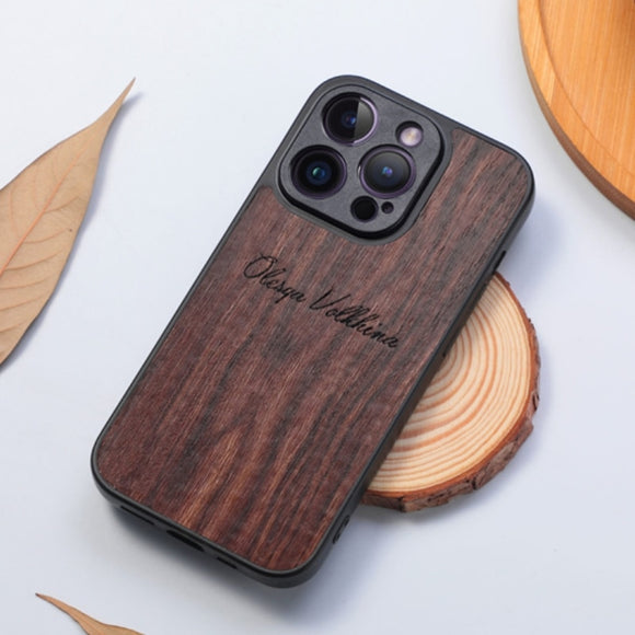 Personalized Custom Name Magnetic Wood Shockproof Lens Protective Soft Case For iPhone 14 13 12 series
