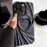 Love Heart Silk Pattern Soft Silicone Case for iPhone 15 14 13 12 series