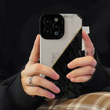 Retro Black White Marbled Shockproof Soft Case For iPhone 15 14 13 12 series